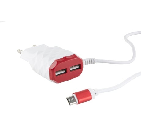 СЗУ Red Line 2 USB+MicroUSB модель NC-2.1AC, 2.1A, красный УТ000013617