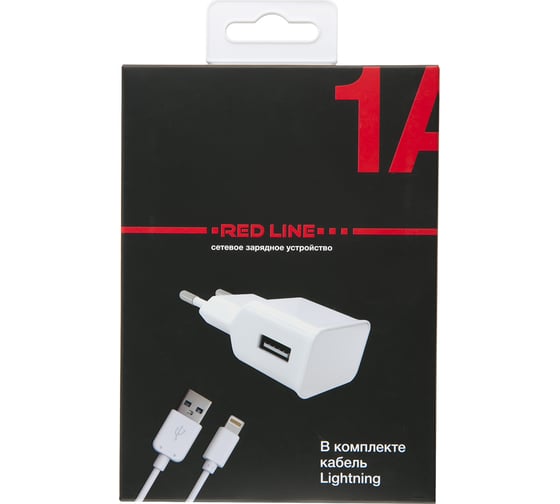 СЗУ Red Line 1 USB модель NT-1A, 1A, + кабель 8pin для Apple, белый УТ000013626