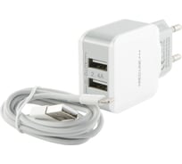 СЗУ Red Line 2 USB модель NC-2.4A, 2.4A + кабель 8pin для Apple, белый УТ000013631