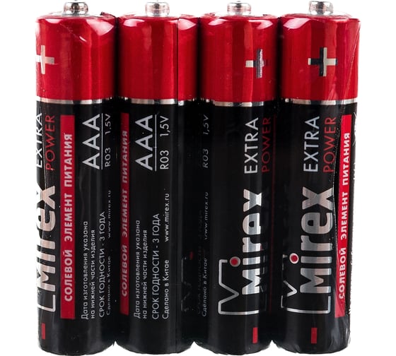 Батарея Mirex, солевая R03 / AAA 1,5V 4 шт shrink 23702-ER03-S4