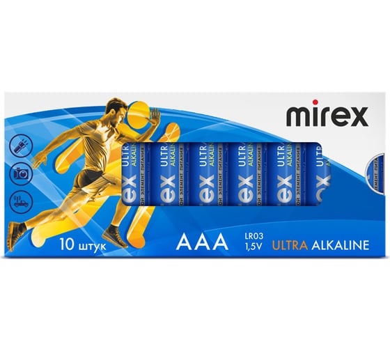 Батарея Mirex, щелочная LR03 / AAA 1,5V 10 шт multipack 23702-LR03-M10