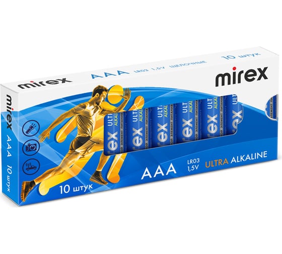 Батарея Mirex, щелочная LR03 / AAA 1,5V 10 шт multipack 23702-LR03-M10