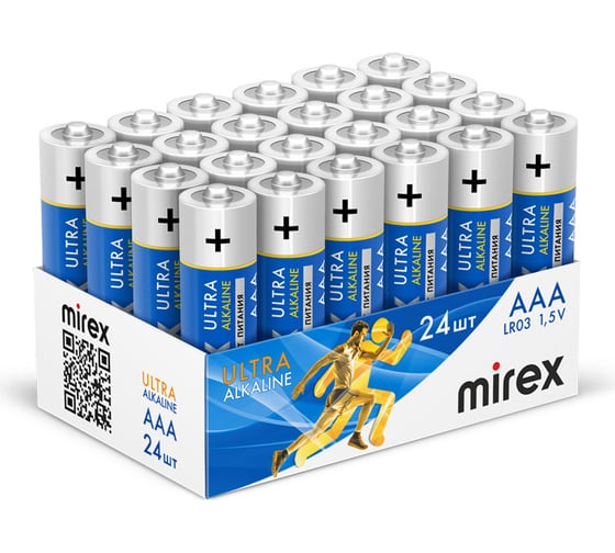 Батарея Mirex, щелочная LR03 / AAA 1,5V 24 шт showbox 23702-LR03-B24 1