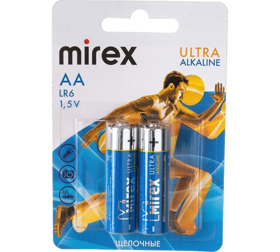 Батарея Mirex, щелочная LR6 / AA 1,5V 2 шт ecopack 23702-LR6-E2