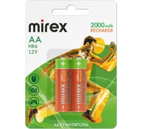 Аккумулятор Mirex, Ni-MH HR6 / AA 2000mAh 1,2V 2 шт ecopack 23702-HR6-20-E2 17275284