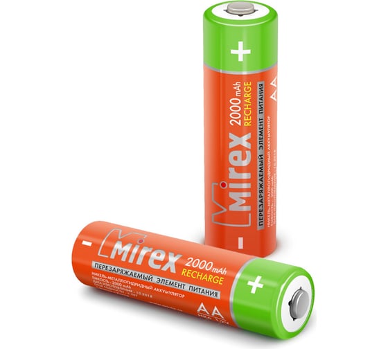 Аккумулятор Mirex, Ni-MH HR6 / AA 2000mAh 1,2V 2 шт ecopack 23702-HR6-20-E2