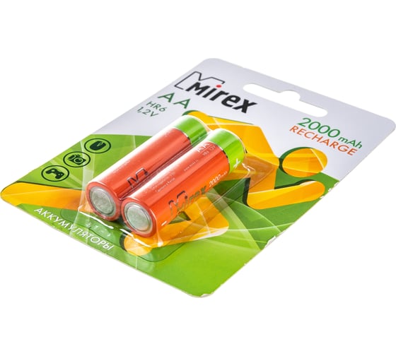 Аккумулятор Mirex, Ni-MH HR6 / AA 2000mAh 1,2V 2 шт ecopack 23702-HR6-20-E2