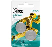 Батарея Mirex, литиевая CR2025 3V 2 шт ecopack 23702-CR2025-E2