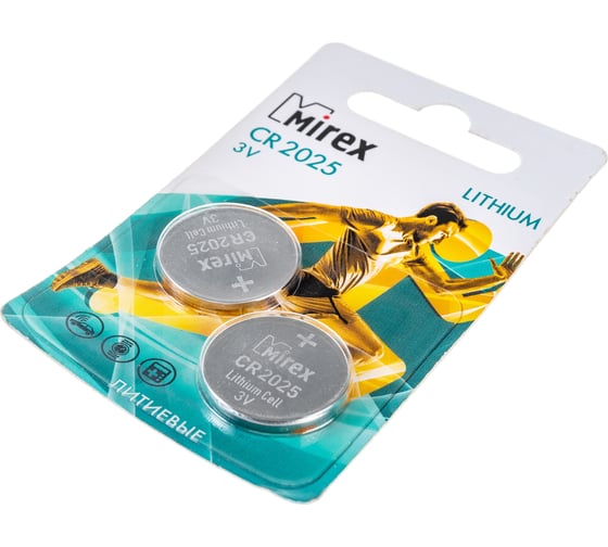 Батарея Mirex, литиевая CR2025 3V 2 шт ecopack 23702-CR2025-E2