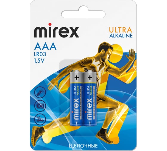 Батарея Mirex, щелочная LR03 / AAA 1,5V 2 шт ecopack 23702-LR03-E2