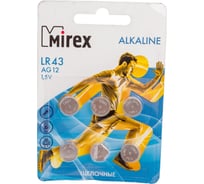 Батарея Mirex, щелочная AG12 / LR43 1,5V 6 шт ecopack 23702-LR43-E6