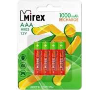 Аккумулятор Mirex, Ni-MH HR03 / AAA 1000mAh 1,2V 4 шт ecopack 23702-HR03-10-E4