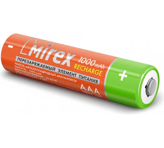 Аккумулятор Mirex, Ni-MH HR03 / AAA 1000mAh 1,2V 4 шт ecopack 23702-HR03-10-E4