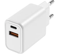 Сетевое зарядное устройство Interstep 2USB - TypeC PD20W +USBA QC18W, total - 20W, Белый 77047