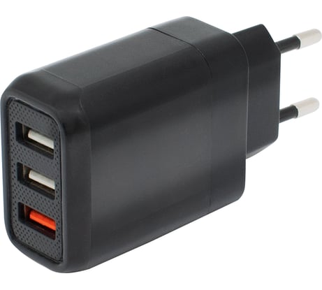 Сетевое зарядное устройство OXION QC 30Вт-1USB: 5V/3A, 6-9V/2A, 9-12V/1.5A, 2USB+3USB: 5V/2,4A, 5V/2.4A, быстрое, черный, арт. OX-QC304BK