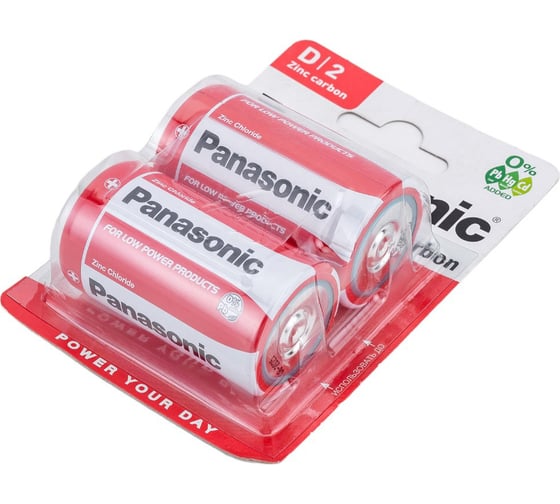 Батарейка Panasonic, R20 Zinc Carbon BL2 168