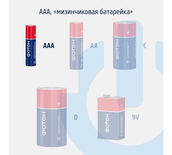 Мизинчиковые батарейки ФОТОН ААА LR03 PB10, пластиковый кейс 24243