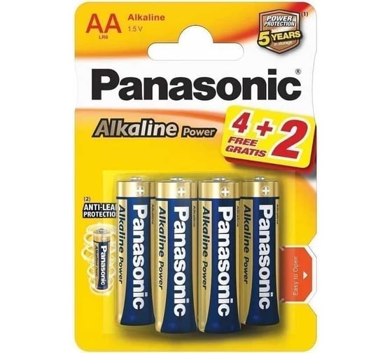Элементы питания Panasonic LR6 Alkaline Power BL6 4+2 6202