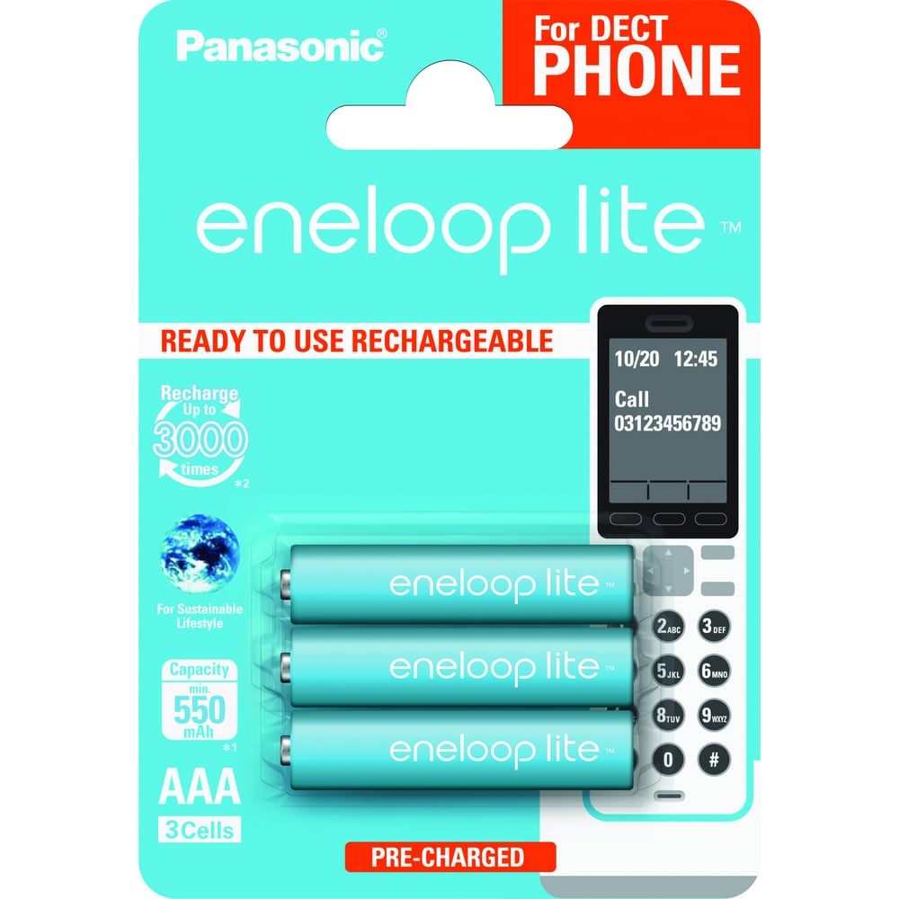 Аккумуляторы Panasonic eneloop lite BK-4LCCE/3DE 550mAh AAA DECT BL3 ...