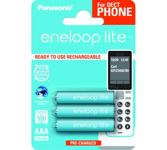 Аккумуляторы Panasonic eneloop lite BK-4LCCE/3DE 550mAh AAA DECT BL3 7725