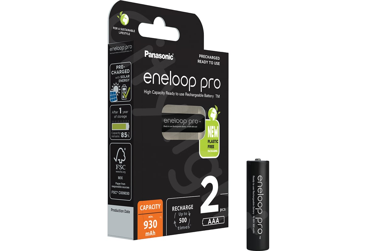 Аккумуляторы Panasonic eneloop pro BK-4HCDE/2BE 930mAh AAA R03 BL2 7706