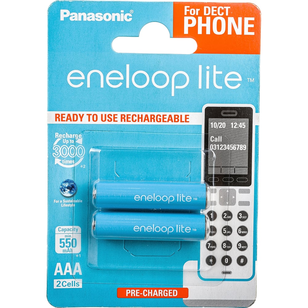 Аккумуляторы Panasonic eneloop lite BK-4LCCE/2DE 550mAh AAA DECT BL2 ...