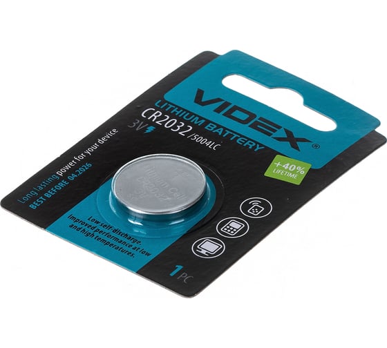 Элементы питания Videx Lithium CR2032 BL-1 VID-CR2032-1BL