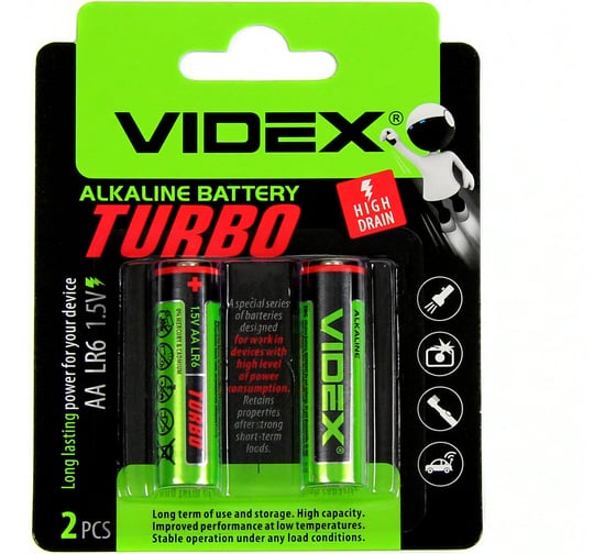 Элемент питания VIDEX TURBO АА 2 блистер карт VID-LR6T-2BC 1