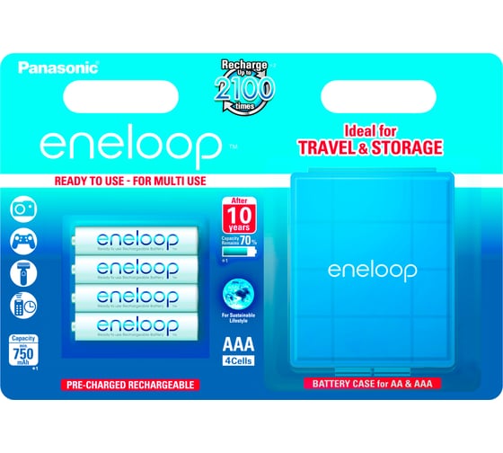 Аккумуляторы Panasonic eneloop BK-4MCCEC4BE 750mAh AAA R03 +футляр BL4 6165
