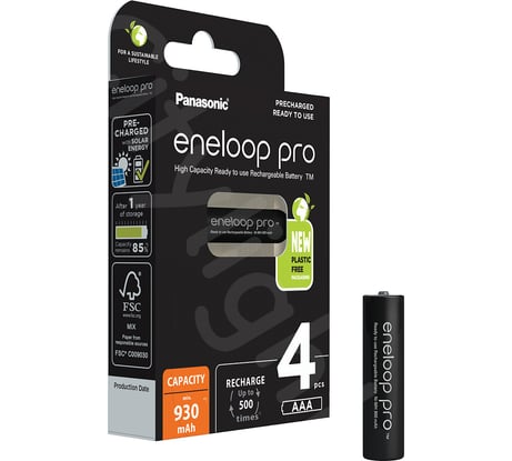 Аккумуляторы Panasonic eneloop pro BK-4HCDE/4BE 930mAh AAA R03 BL4 257