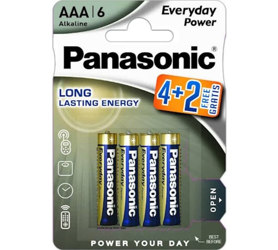 Элементы питания Panasonic LR03 Everyday Power BL6 4+2 7624 1