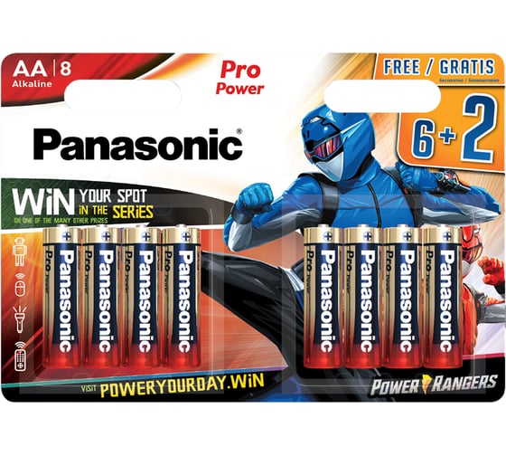 Элементы питания Panasonic LR6 PRO POWER BL8 6+2 PR УТ-00000228 1