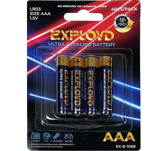 Щелочная батарейка 4 шт. Exployd AAA LR03 EX-B-1068 1