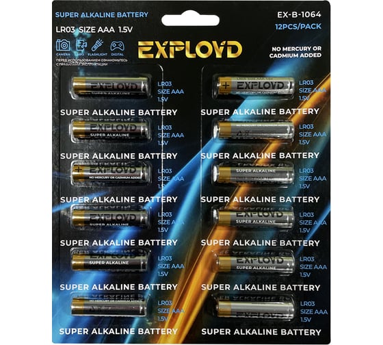 Щелочная батарейка Exployd 12 шт. AAA LR03 EX-B-1064 1