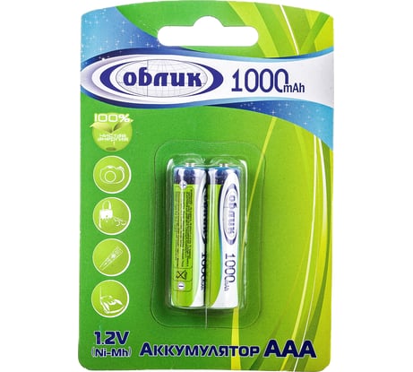 Аккумуляторы Облик Ni-Mh AAA -1000 mAh Блистер-2 6053