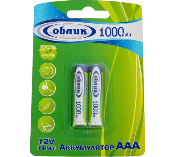 Аккумуляторы Облик Ni-Mh AAA -1000 mAh Блистер-2 6053
