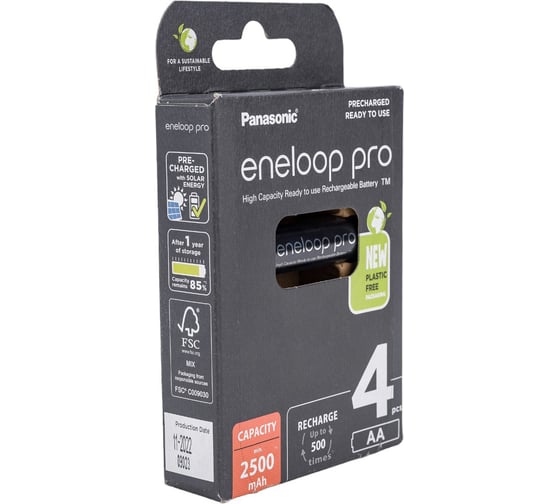 Аккумуляторы Panasonic eneloop pro BK-3HCDE/4BE 2500mAh AA R06 BL4 6330