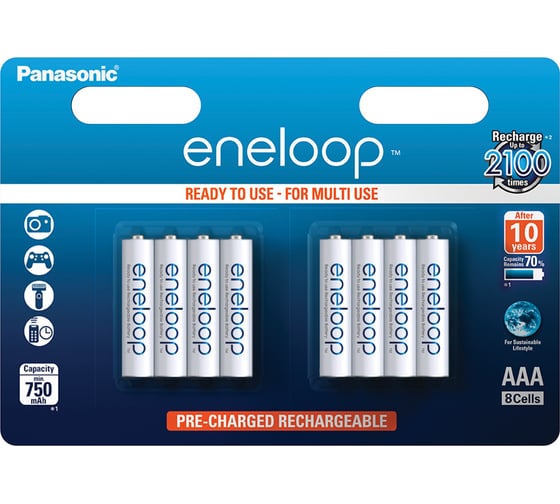 Аккумуляторы Panasonic eneloop BK-4MCCE/8BE 750mAh AAA R03 BL8 7408 1
