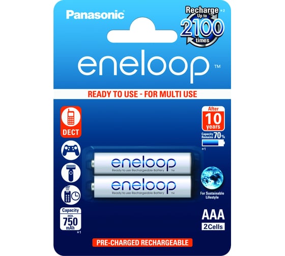 Аккумуляторы Panasonic eneloop BK-4MCCE/2BE 750mAh AAA R03 BL2 7696