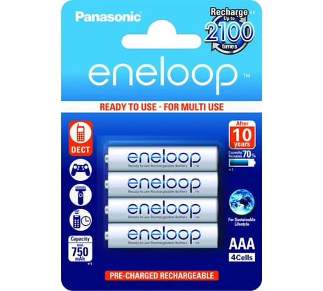 Аккумуляторы Panasonic eneloop BK-4MCCE/4BE 750mAh AAA R03 BL4 6434