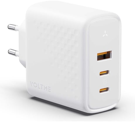 СЗУ VOLTME Revo 100CCA V1 USB-C+USB-С+USB-A, GaN, 100W, PD3.0, QC4.0+, белый V2026V1