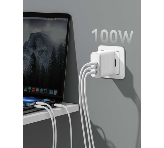 СЗУ VOLTME Revo 100CCA V1 USB-C+USB-С+USB-A, GaN, 100W, PD3.0, QC4.0+, белый V2026V1