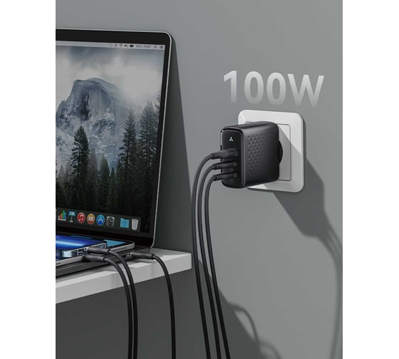 СЗУ VOLTME Revo 100CCA V1 USB-C+USB-С+USB-A, GaN, 100W, PD3.0, QC4.0+, черный V2025V1
