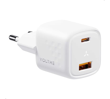 СЗУ VOLTME Revo 30CA Duo USB-C+USB-A, GaN, 30W, PD3.0, QC4.0+, белый V2016