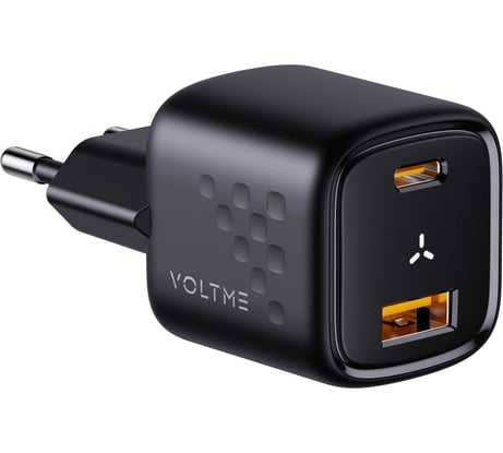 СЗУ VOLTME Revo 30CA Duo USB-C+USB-A, GaN, 30W, PD3.0, QC4.0+, черный V1098