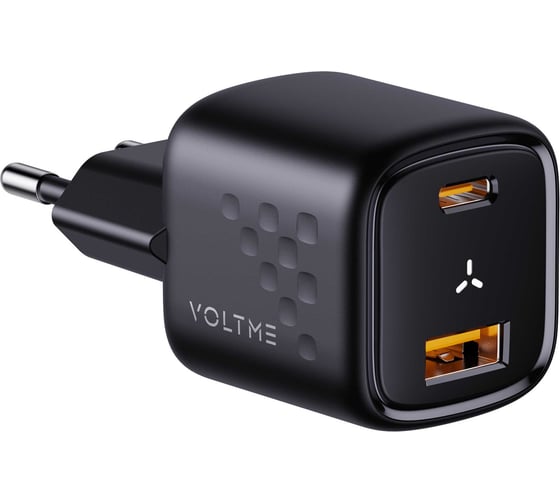 СЗУ VOLTME Revo 30CA Duo USB-C+USB-A, GaN, 30W, PD3.0, QC4.0+, черный V1098