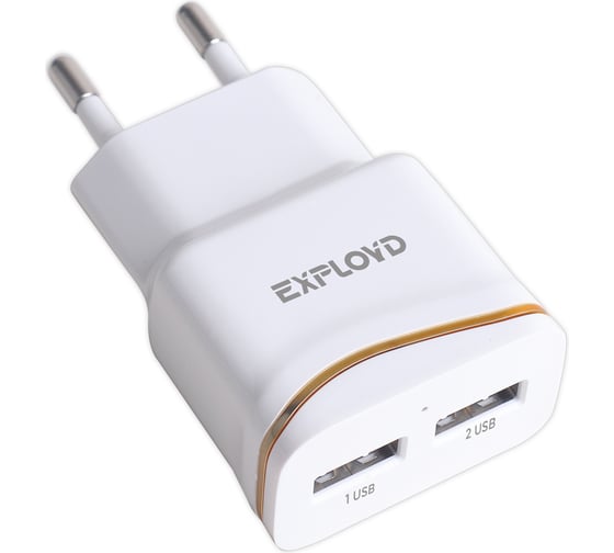 Сетевое зарядное устройство Exployd 2 USB белый EX-Z-983 1