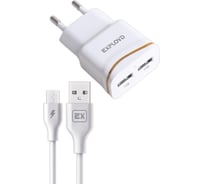 Сетевое зарядное устройство Exployd 2 USB кабель MicroUSB белый EX-Z-985