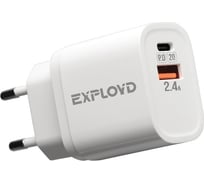 Сетевое зарядное устройство Exployd 1 USB PD Type-C 20W QC 3.0 белый EX-Z-1128
