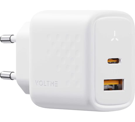 СЗУ VOLTME Revo 45CA Duo USB-C+USB-A, GaN, 45W, PD3.0, QC4.0+, белый V1213
